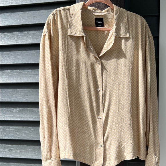 Vans Womens Tan Checkered Button Down Shirt - Picture 1 of 7